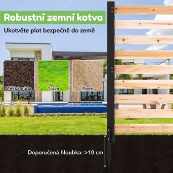 Drevený plot do záhrady NP13274NA, 98 x 107 cm, prírodný - A