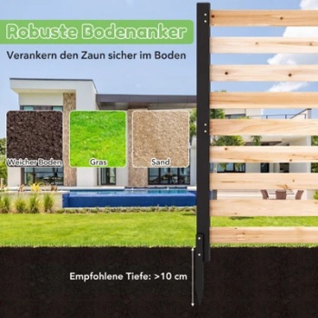 Drevený plot do záhrady NP13274NA, 98 x 107 cm, prírodný - A
