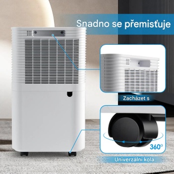 Mobilný odvlhčovač vzduchu ES10103DE-WH, 12 l/deň, 2 l nádržka, biely - A