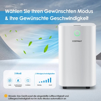 Mobilný odvlhčovač vzduchu ES10103DE-WH, 12 l/deň, 2 l nádržka, biely - A