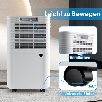 Mobilný odvlhčovač vzduchu ES10103DE-WH, 12 l/deň, 2 l nádržka, biely - A