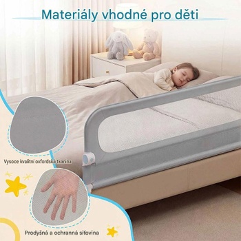 Nastaviteľný ochranný kryt postele Adjustable Bed Rail Guard, 148 cm, sivý - B