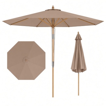 Záhradný slnečník s bambusovým stojanom NP12796CF, 270 cm, hnedý - A