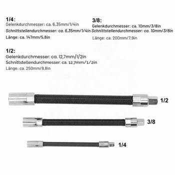 3dielna flexibilná predlžovacia tyč z pružinovej ocele, sada magnetických bitov 1/4 palca, 3/8 palca,