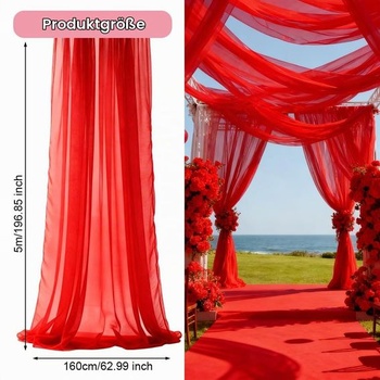 Svadobná závesová dekorácia, Svadobné oblúkové závesy 5M*160CM (červená) Červená 500 cm × 160 cm