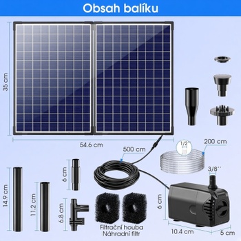 Solárne fontánové čerpadlo DPY055, 1500 l/h, 35 W, výtlak 2,5 m, čierne - A