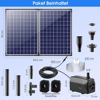 Solárne fontánové čerpadlo DPY055, 1500 l/h, 35 W, výtlak 2,5 m, čierne - A