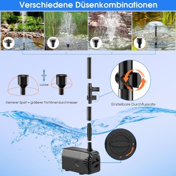 Solárne fontánové čerpadlo DPY055, 1500 l/h, 35 W, výtlak 2,5 m, čierne - A
