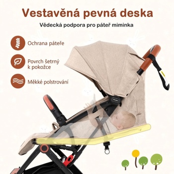 Detský kočík s polohovateľnou opierkou BC10282BE, 53 x 88 x 97 cm, béžový - A