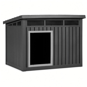 Psie búda so sklápacou strechou ME238210025, 81 x 64 x 61 cm, čierno/šedá - A