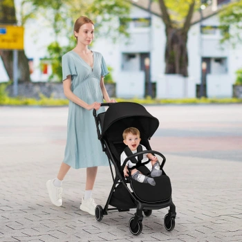 Detský kočík 100MAX39, polohovacie operadlo 115 - 170 °, do 15 kg, čierny - N
