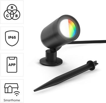 Predlžovacia záhradná lampa Hama (LED záhradný reflektor s bodcom do zeme, múdre vodotesné