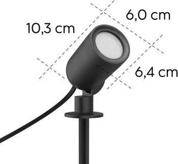 Predlžovacia záhradná lampa Hama (LED záhradný reflektor s bodcom do zeme, múdre vodotesné