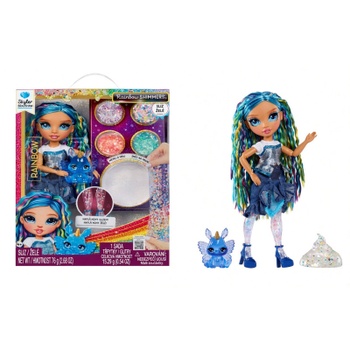 Bábika Skyler Bradshaw Rainbow Shimmers so slizom, 28 cm, modrá - A