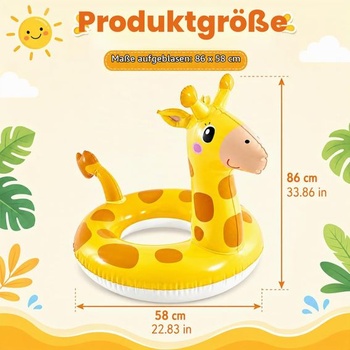Nafukovací kruh so žirafou 58 cm do bazéna a na pláž, kompaktný