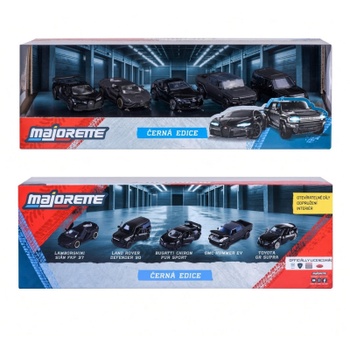 Kovová autíčka Black Edition, darčeková súprava 5 ks, 1:64, čierna - A