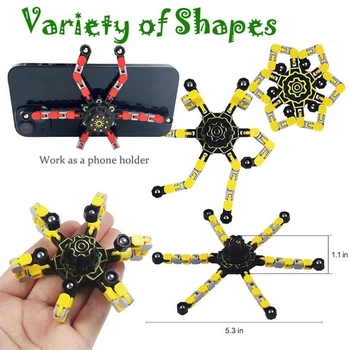 Transformovateľný Fidget Spinner, robotická prstová hračka s reťazou, hračka na odbúranie stresu