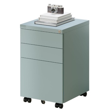 Pojazdný kontajner s 3 zásuvkami, 37 x 44 x 60 cm, šedo/modrá - A
