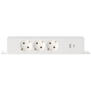 Napájacia lišta na stôl PS010, 3 zásuvky + USB-A a USB-C, 3680 W, biela - A