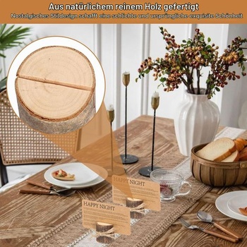 30 drevených držiakov na karty/stojanov na karty s 30 kartami z kraftového papiera a 10m jutovým
