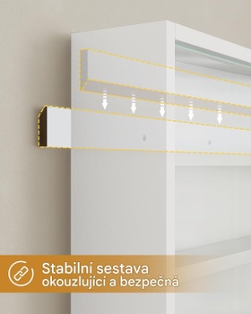5patrová skleněná vitrína s LED osvětlením DJ504644, 11 x 80 x 60 cm, bílá - A