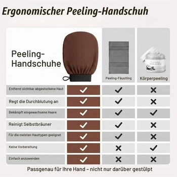 Exfoliační rukavice (2 kusy), exfoliační houbička na tělo, tělový peeling na odstranění odumřelých