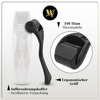 1,5mm Dermaroller, mikroihličkovací valček na fúzy, derma valček na vlasy, fúzy a pokožku, pre