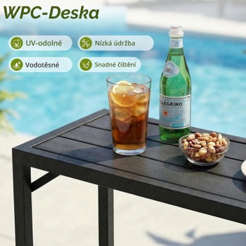 Barový stolík s WPC doskou 01-0324, 120 x 38 x 98 cm, čierny - A
