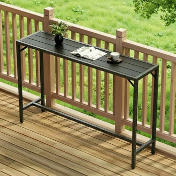 Barový stolík s WPC doskou 01-0324, 120 x 38 x 98 cm, čierny - A