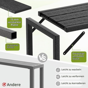 Barový stolík s WPC doskou 01-0324, 120 x 38 x 98 cm, čierny - A