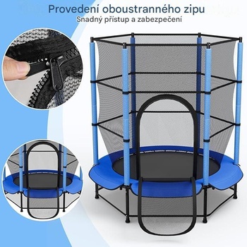 Detská trampolína s bezpečnostnou sieťou TX-B7105C-4, Ø140 cm, modrá - A