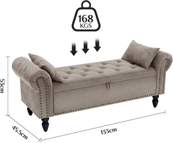 Lavica s úložným priestorom CWD0043 CA-KD, 133 x 53 x 46 cm, svetlo hnedá - A