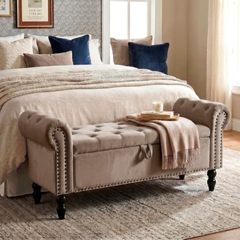Lavica s úložným priestorom CWD0043 CA-KD, 133 x 53 x 46 cm, svetlo hnedá - A