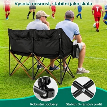 Skládací kempovací lavice pro 2 osoby JM-HKC-1132, 120 x 58 x 93 cm, černá - A