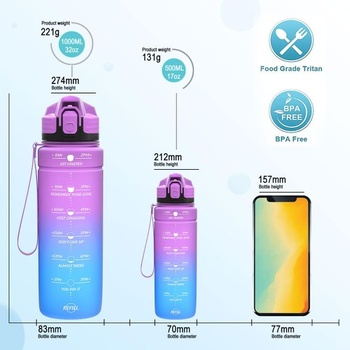 Športová fľaša na vodu 500ml, 700ml, 1l, 1,5l detská fľaša na vodu, nepriepustná, bez BPA,
