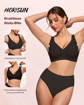 Dámská bezešvá podprsenka HORISUN bez kostic, pohodlná push-up podprsenka, velikost S, černá