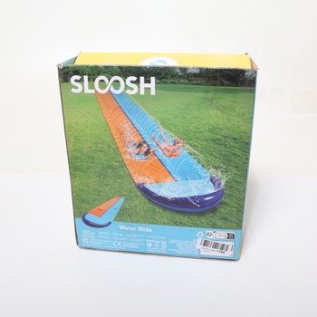 Dvojitá vodná šmykľavka Sloosh 32,5 FT / 990,6 cm, šmykľavka na trávnik so zavlažovačom a 2