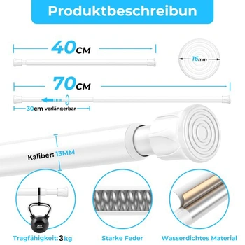 Dvě tyče na záclony ZipGlo 40-70 cm