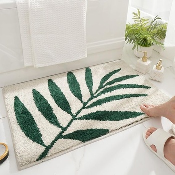 Kúpeľňová predložka Green Leaf, super mäkké vlákno, savý, protišmykový, prateľný v práčke,