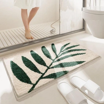 Koupelnová předložka Green Leaf, super měkké vlákno, savý, protiskluzový, pratelný v pračce,