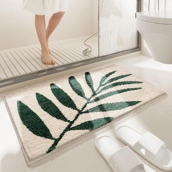 Kúpeľňová predložka Green Leaf, super mäkké vlákno, savý, protišmykový, prateľný v práčke,