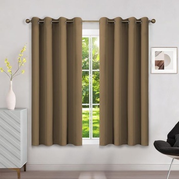 Zatemňovacie závesy s očkami, termozávesy, ochrana proti teplu, cappuccino, V 140 x Š 120 cm (balenie