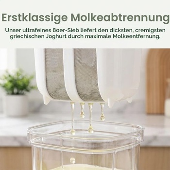 Sitko na jogurt s objemom 1100 ml s vekom a lyžičkou na kefír, tvaroh, grécky jogurt a ďalšie