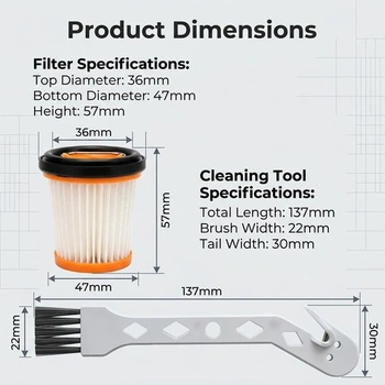 Sada náhradních filtrů: 5 filtrů do vysavače a 1 čisticí kartáč. Kompatibilní s ručními vysavači.