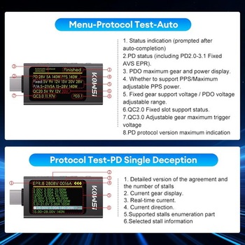 Heemol USB tester 3,3 V - 40 V USB C metr 12 A, digitální multimetr PD3.1 QC4.0 PDO, vysoce přesné