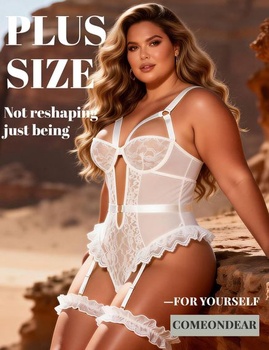 Dámské body s podvazkovým pásem, krajkové, bez rukávů, bílé, 3XL-4XL