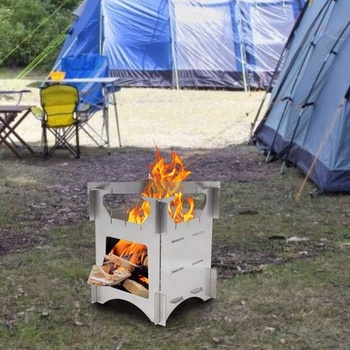 Přenosná kamna na dřevo Gernie, skládací venkovní kempingová kamna na batoh s přepravní taškou na
