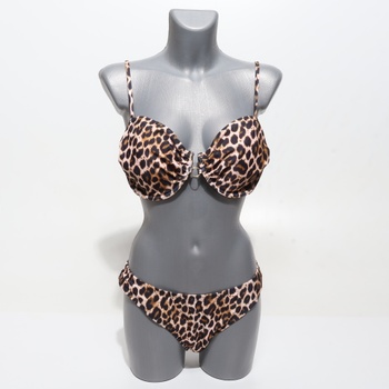 Dámsky set plaviek GORGLITTER s push-up vzorom a leopardím potlačou, špagetovými ramienkami, kosticami,