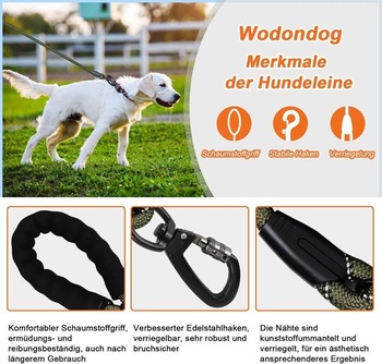 Vodítko pre psov, 1,2 m/1,5 m/2 m/3 m/5 m/10 m/20 m/30 m, s polstrovaným, robustným vodítkom, vhodné