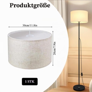 Látkové tienidlo, Ø 30 cm, ľanové tienidlo, tienidlo v tvare bubna, béžové náhradné tienidlo pre
